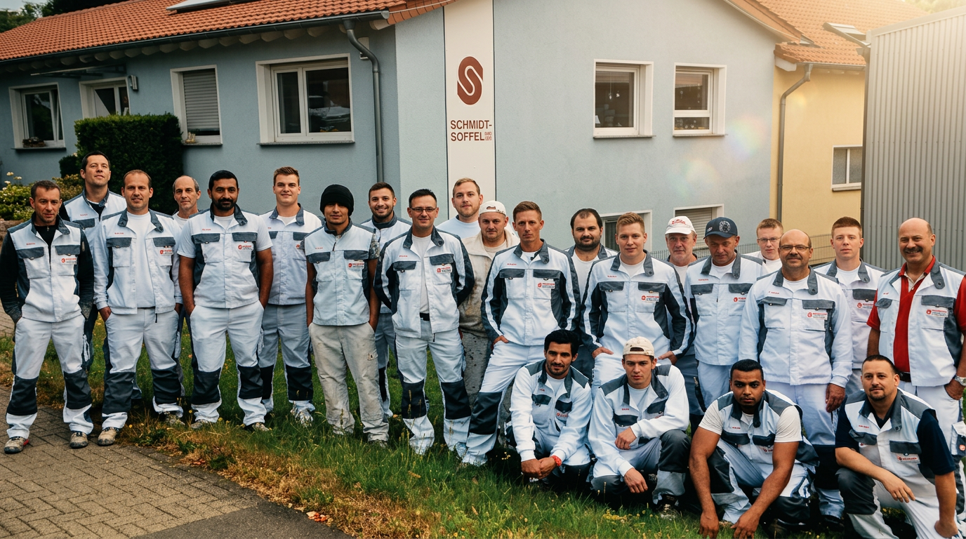 Das Team der Schmidt-Soffel GmbH vor dem Firmensitz in Neunkirchen